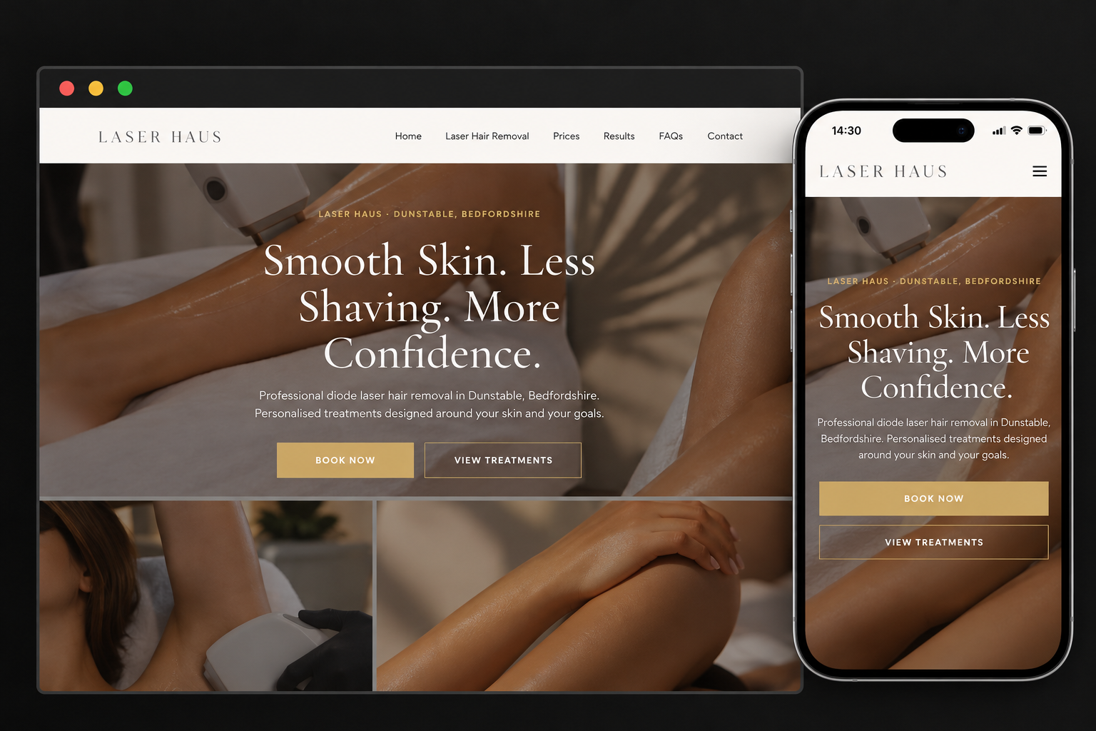 Laser Haus website — desktop and mobile preview